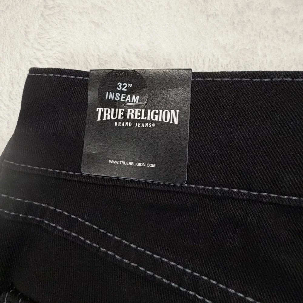 True Religion Ricky Flap SN Black Jeans Mens 36x32 Straight Leg NWT Retail $164